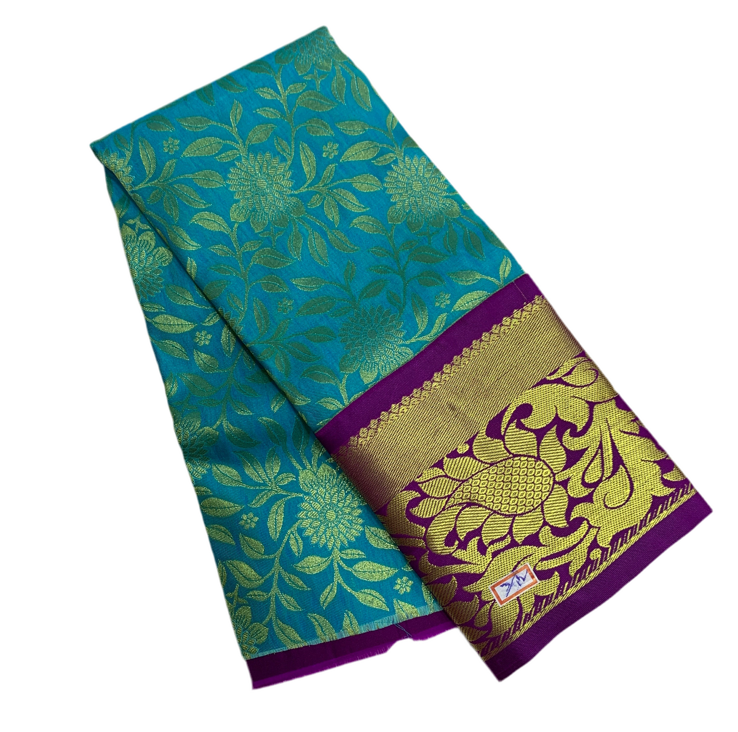Sky Blue Shade Vegan Silk Kids Pattu Pavadai with Contrast Border for age 2 to 5