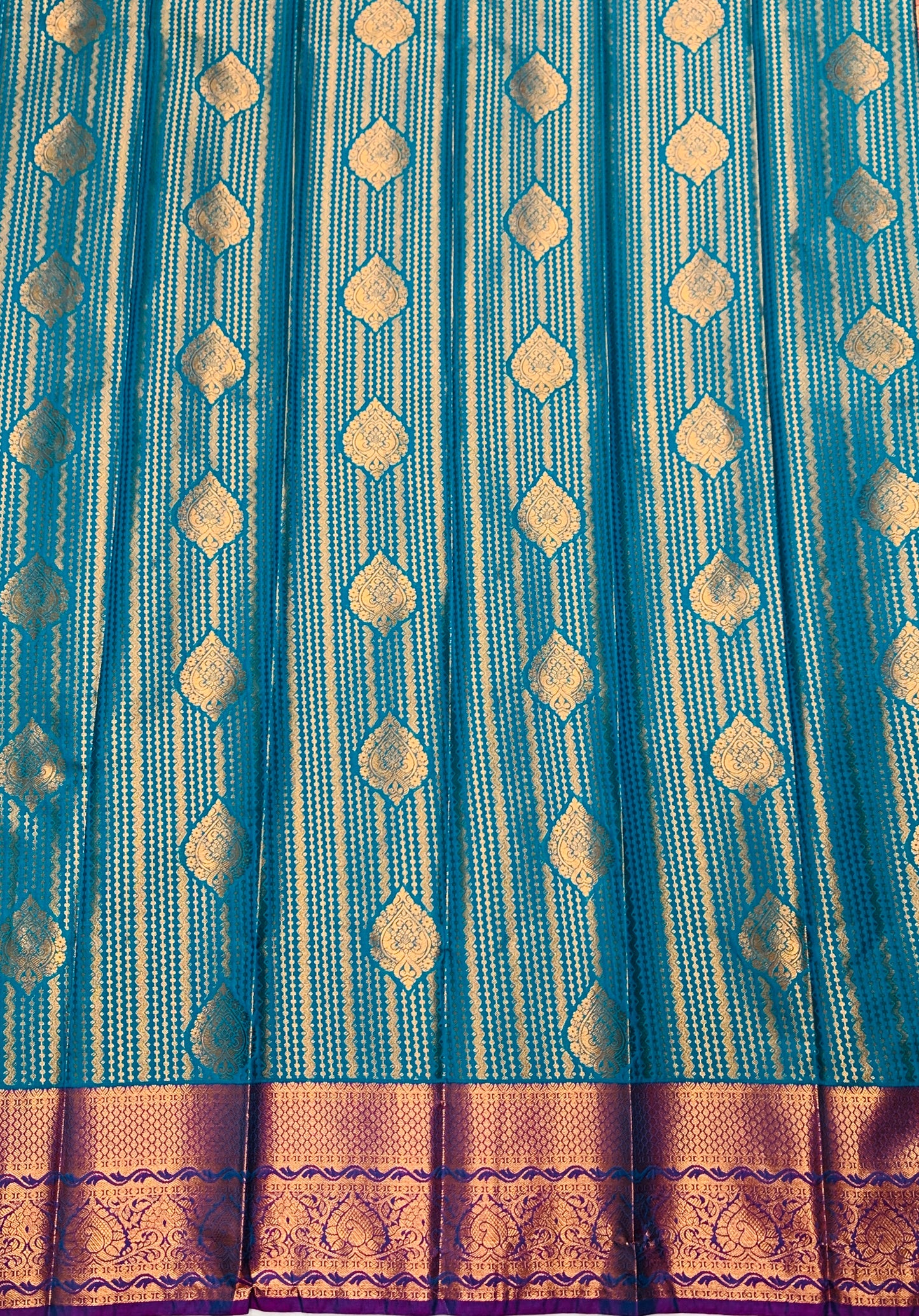 Vegan Silk Saree Sky Blue shade with Copper Border