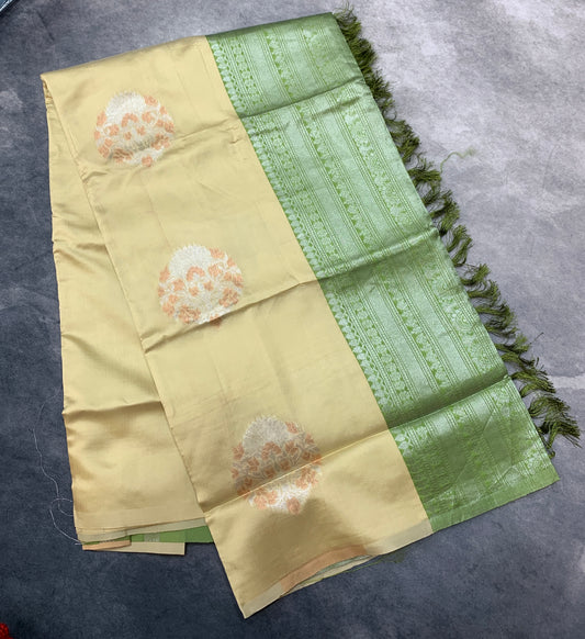 Paper Silk Saree Sandal Colour with Borderless