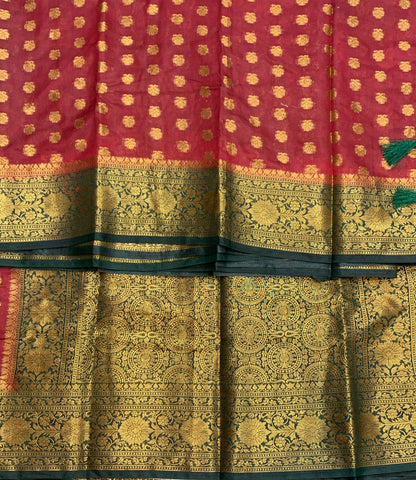 Crepe Saree Maroon Colour with Green Border