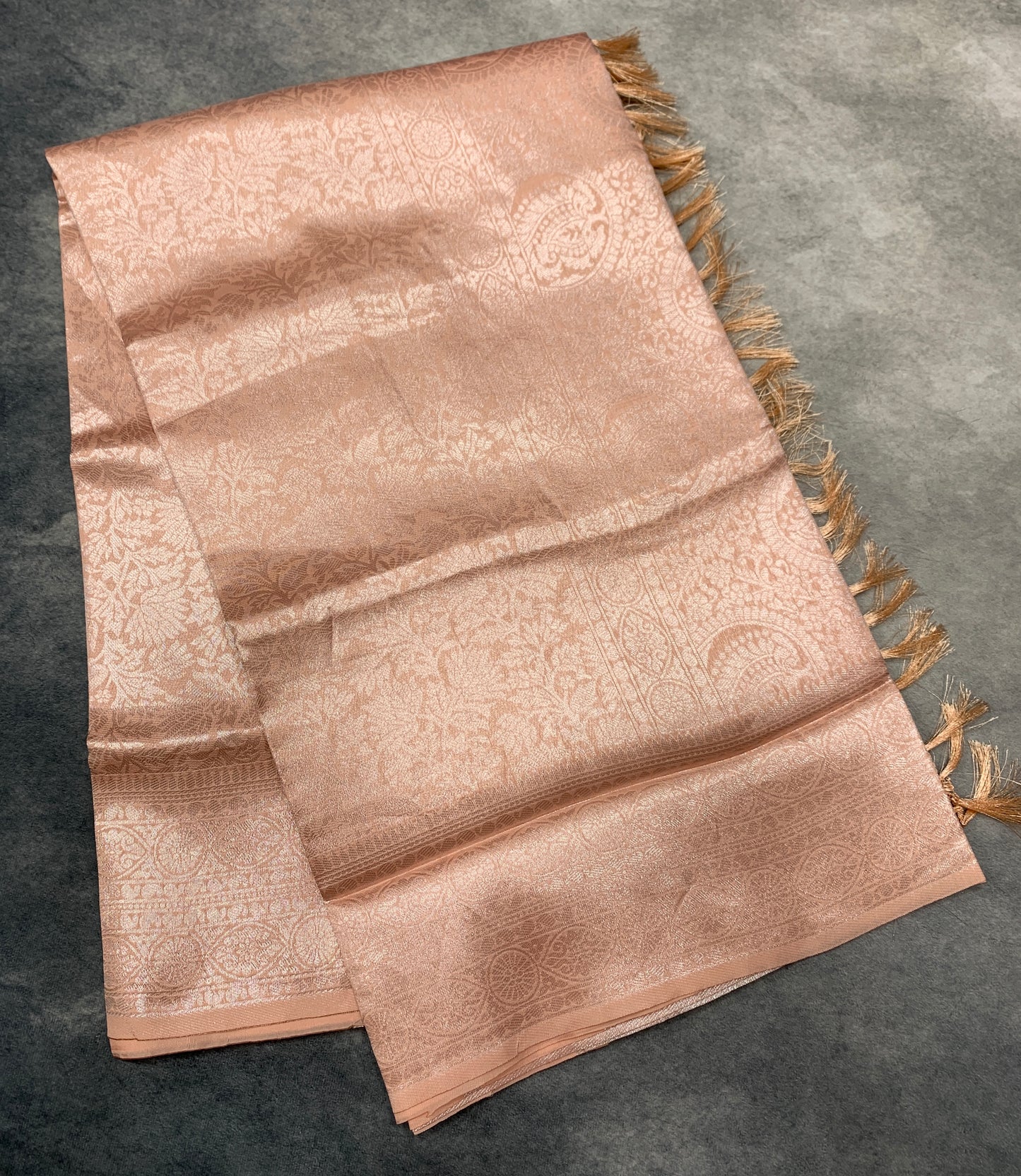 Art Silk Saree Light Peach Colour with Self Border