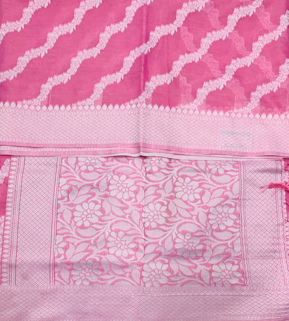 Banaras Katan Saree Baby Pink Colour with Katan Work Border