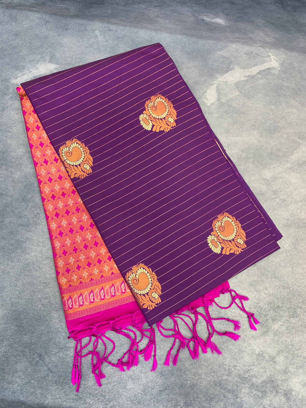 Art Silk Saree Magenta Colour with Borderless