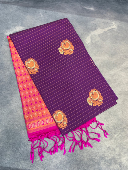 Art Silk Saree Magenta Colour with Borderless