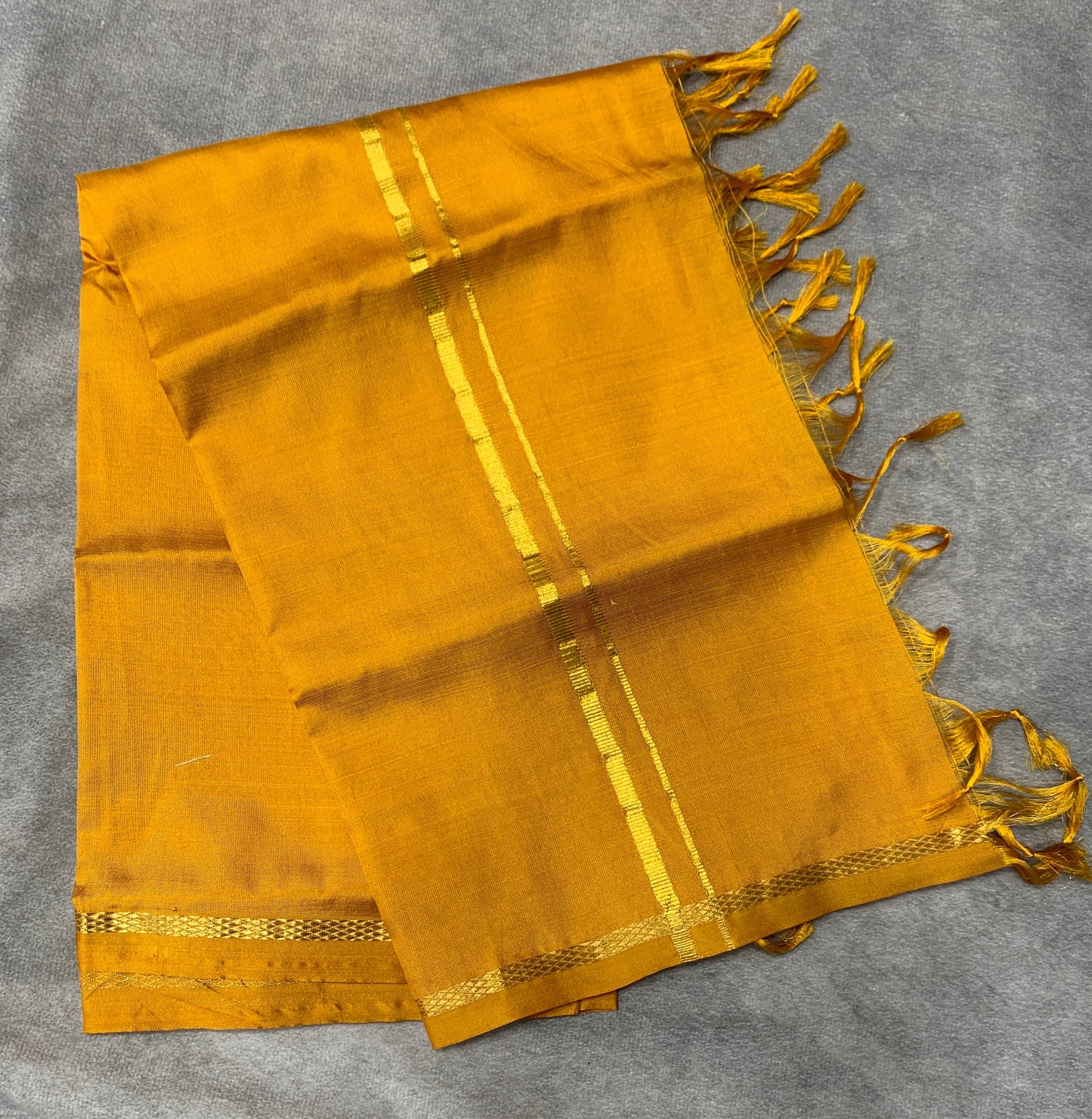 3 Mulam Silk Pooja Towel Mustard Colour