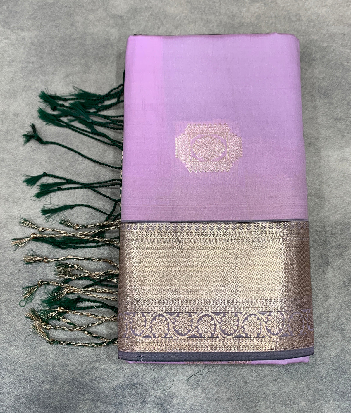 Art Silk Saree Lavender with Copper Zari Border