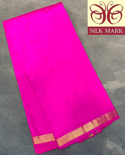 9X5 Pure Silk Dhoti Pink Colour with Small Golden Zari Border