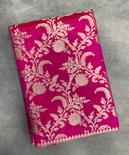 Pure Banaras Silk Saree Pink Colour with Self Colour Banarasi border