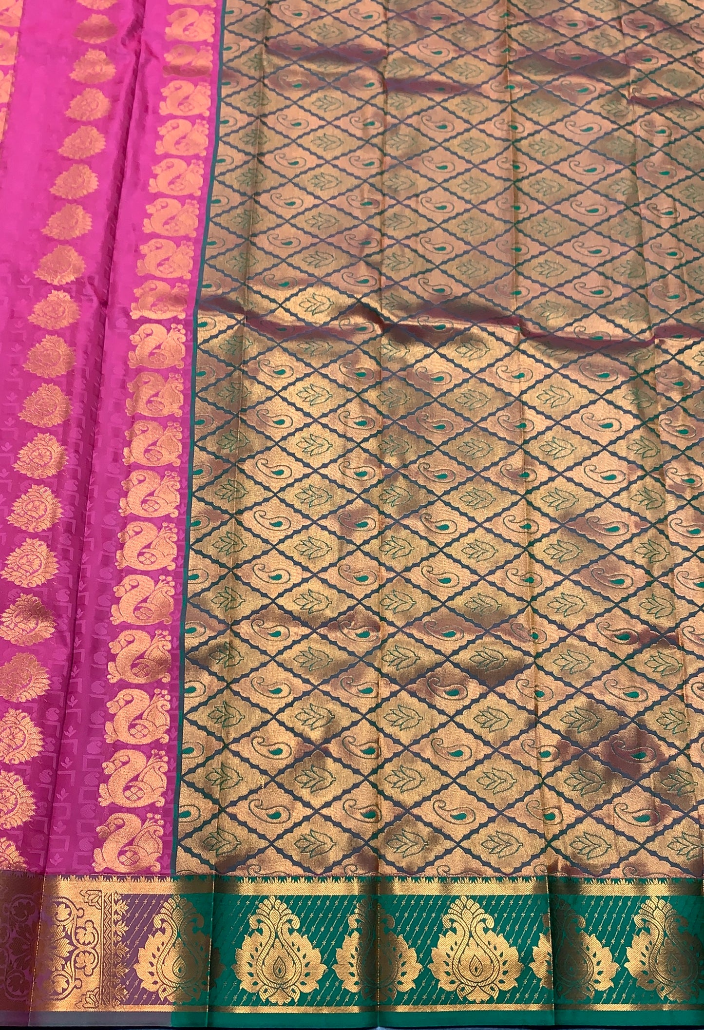 Vegan Silk Saree Peach Pink Colour Saree with Copper Border