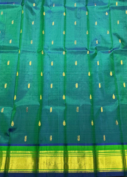 Pure Kanchipuram Silk Saree Green Colour with Gold Zari Border