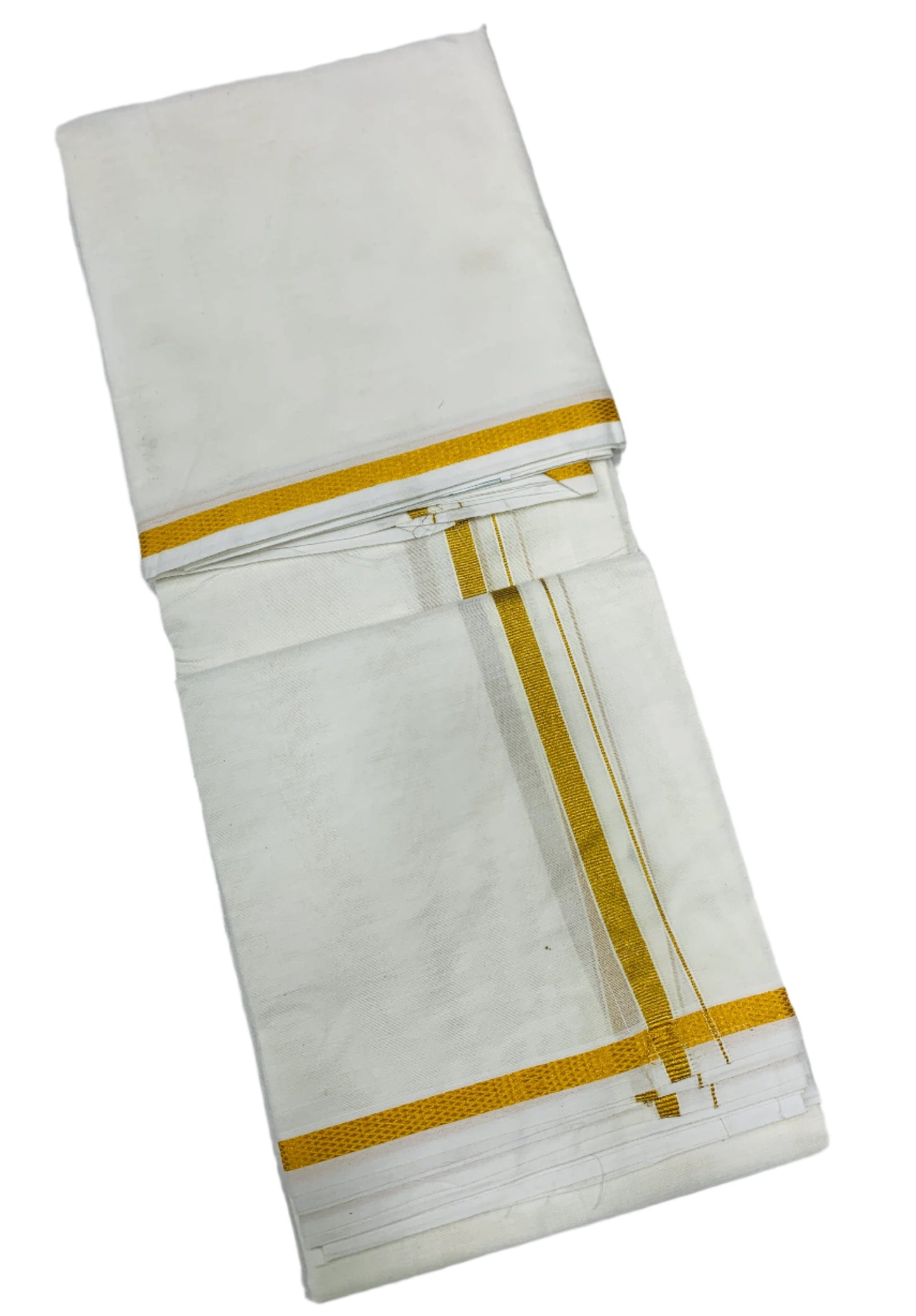 10X6 Cotton Dhoti White Colour with Golden Border