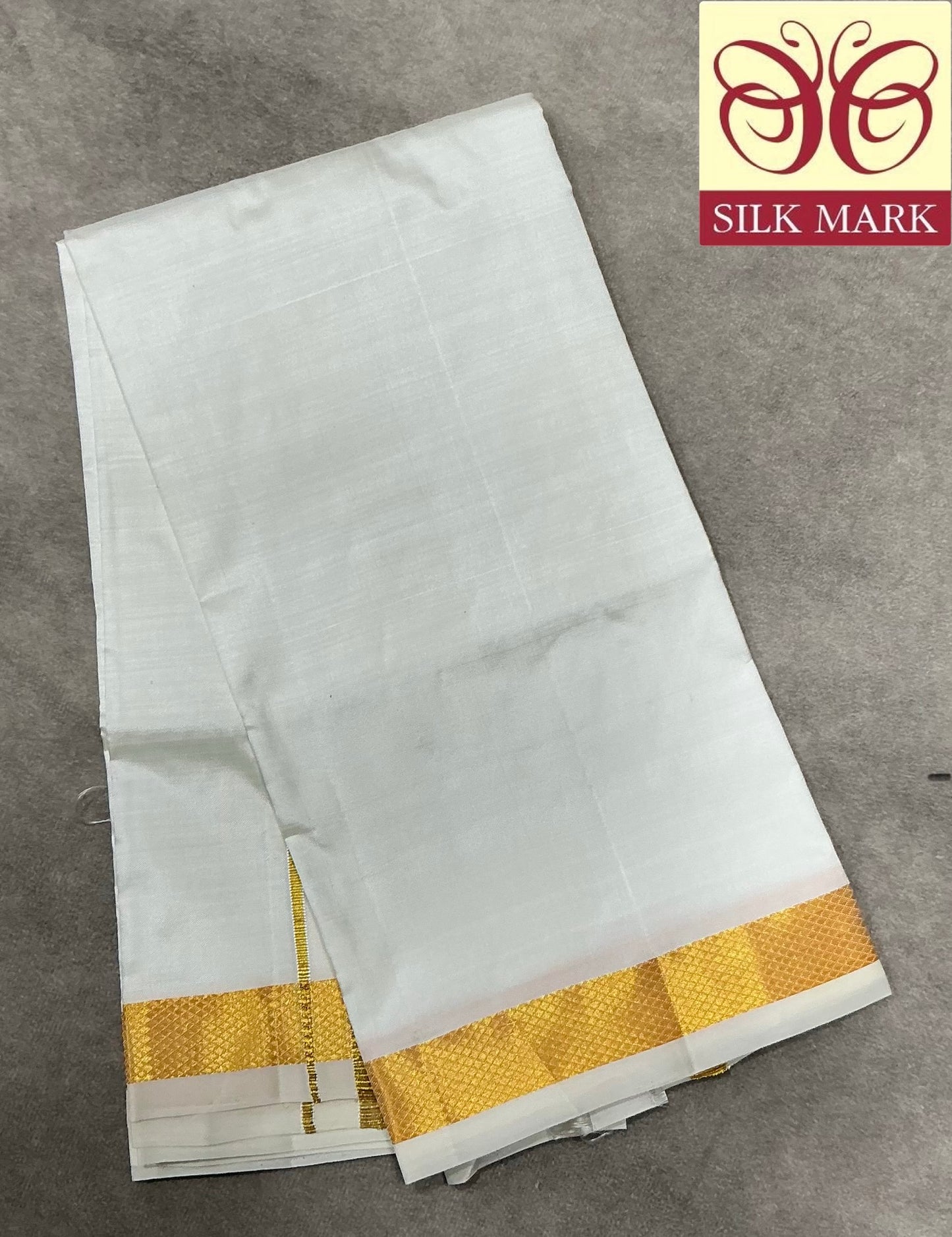 4 Mulam Silk Pooja Towel Cream  Colour with Zari Border