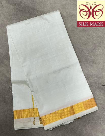 4 Mulam Silk Pooja Towel Cream  Colour with Zari Border