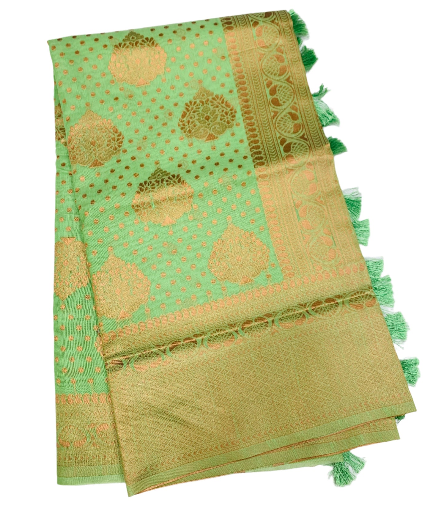 Banaras Katan Saree Pista Green Colour