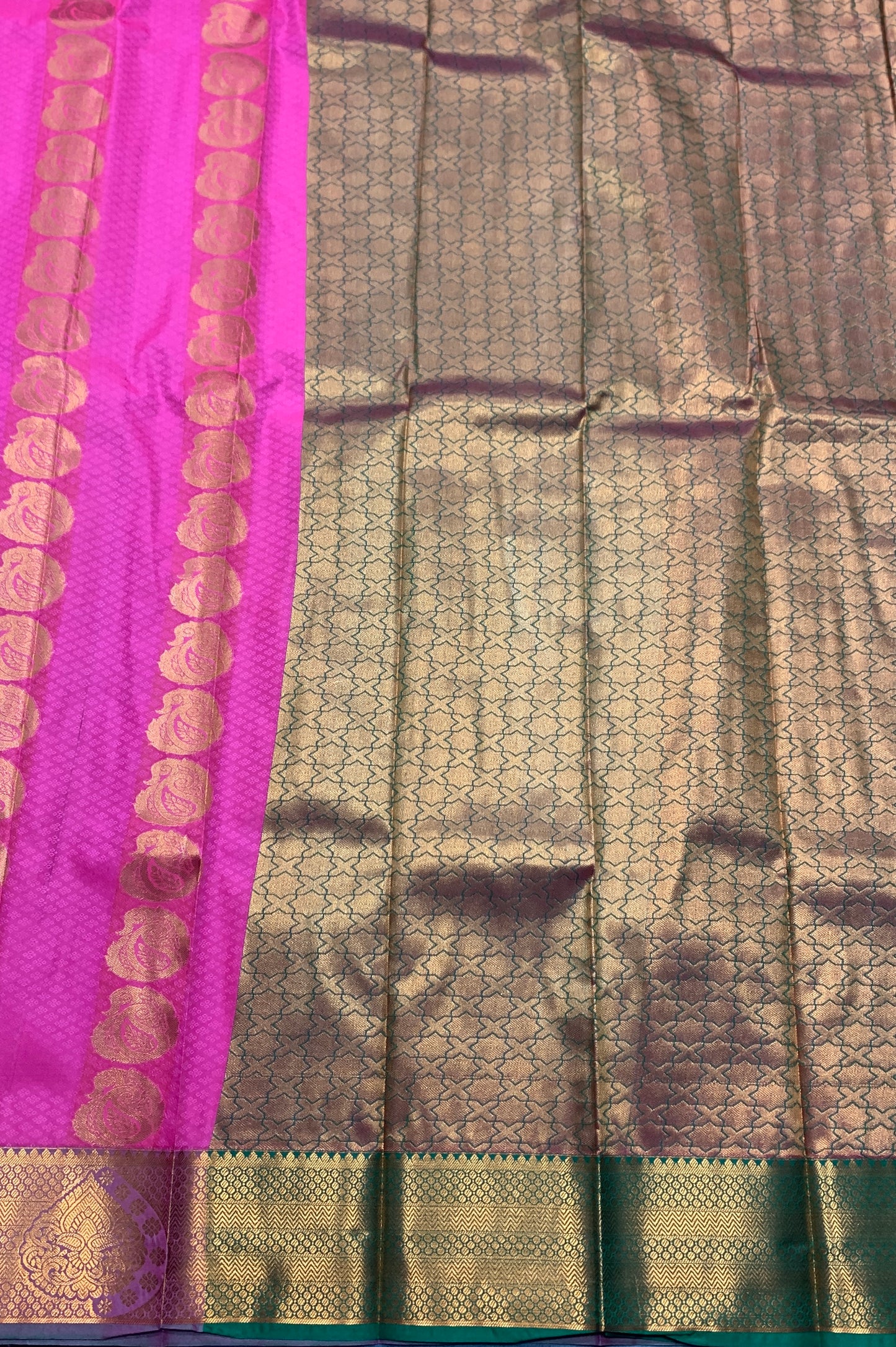 Vegan Silk Saree Baby Pink Colour Saree with Copper Border