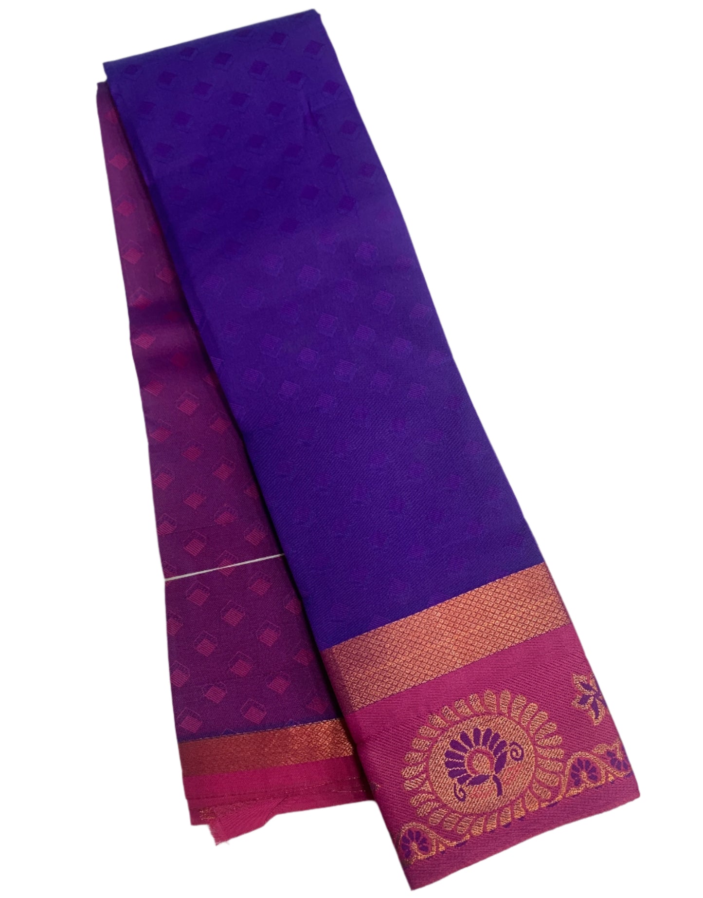 Synthetic Cotton Saree Blue Shade with Pink Border