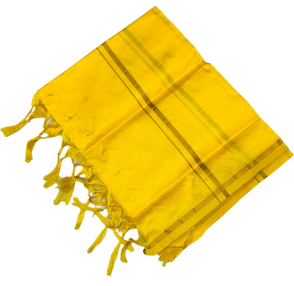 Silk Pooja Towel Lemon Yellow Colour