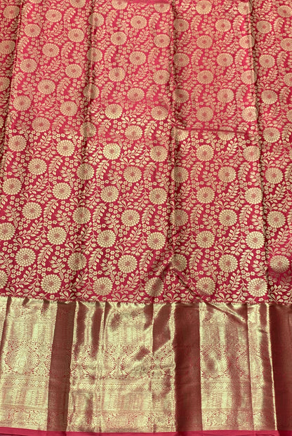 Red Colour Soft Kanchi Tissue Pattu Saree with Golden border