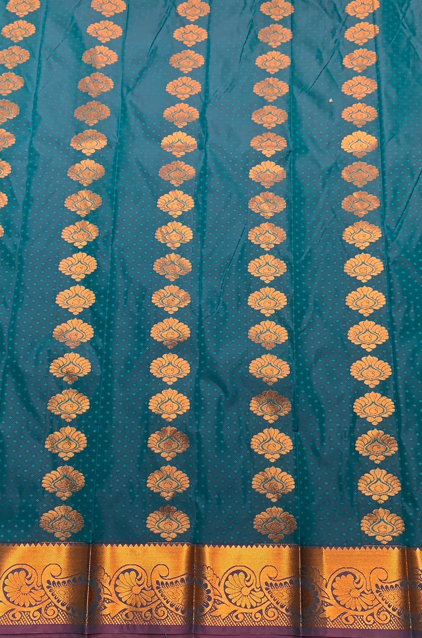 Vegan Silk Saree Blue Colour Saree with Copper Border