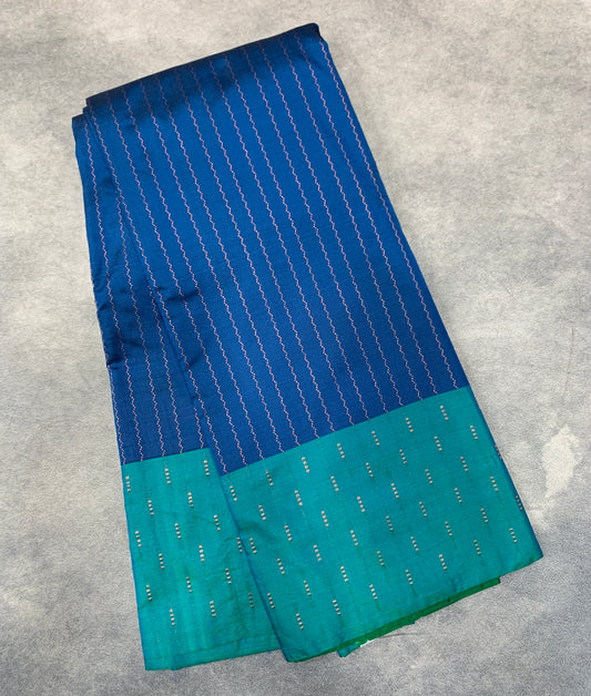 Arani Silk Saree Peacock Blue Colour with Sapphire Border