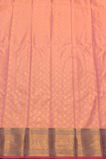Synthetic Cotton Saree Peach Colour with Copper Border