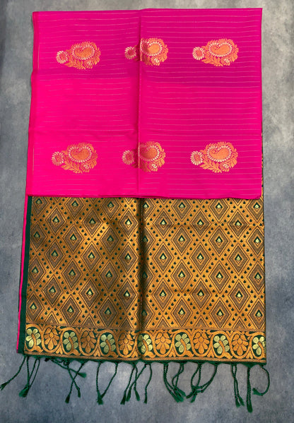 Art Silk Saree Pink Colour with Borderless