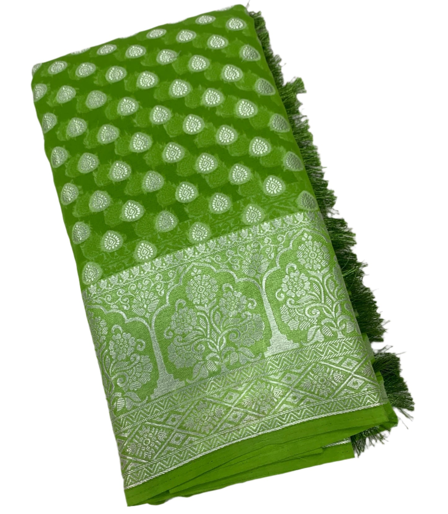 Georgette Saree Apple Green Colour