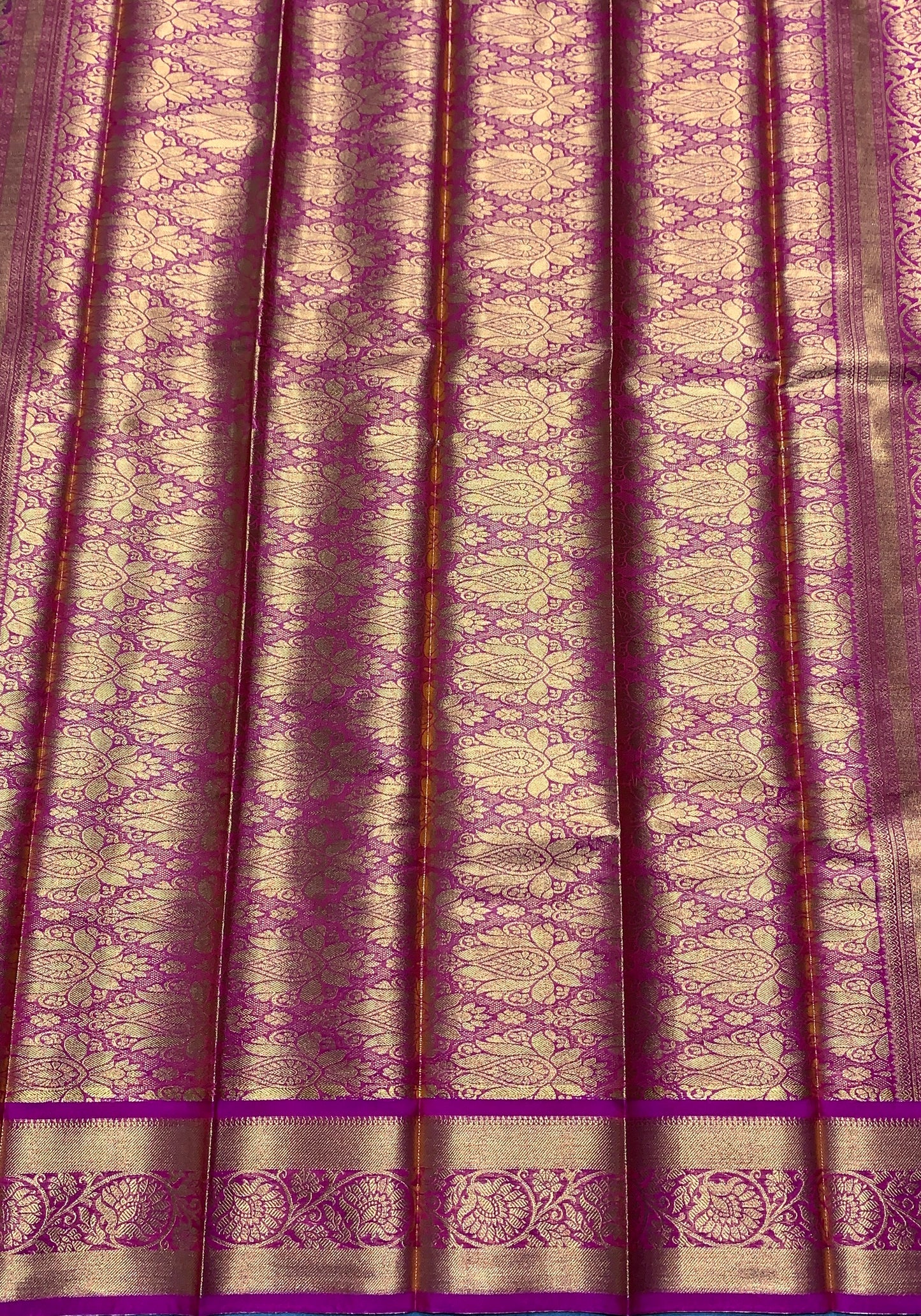 Vegan Silk Saree Olive Green Colour with Copper and Pink Border