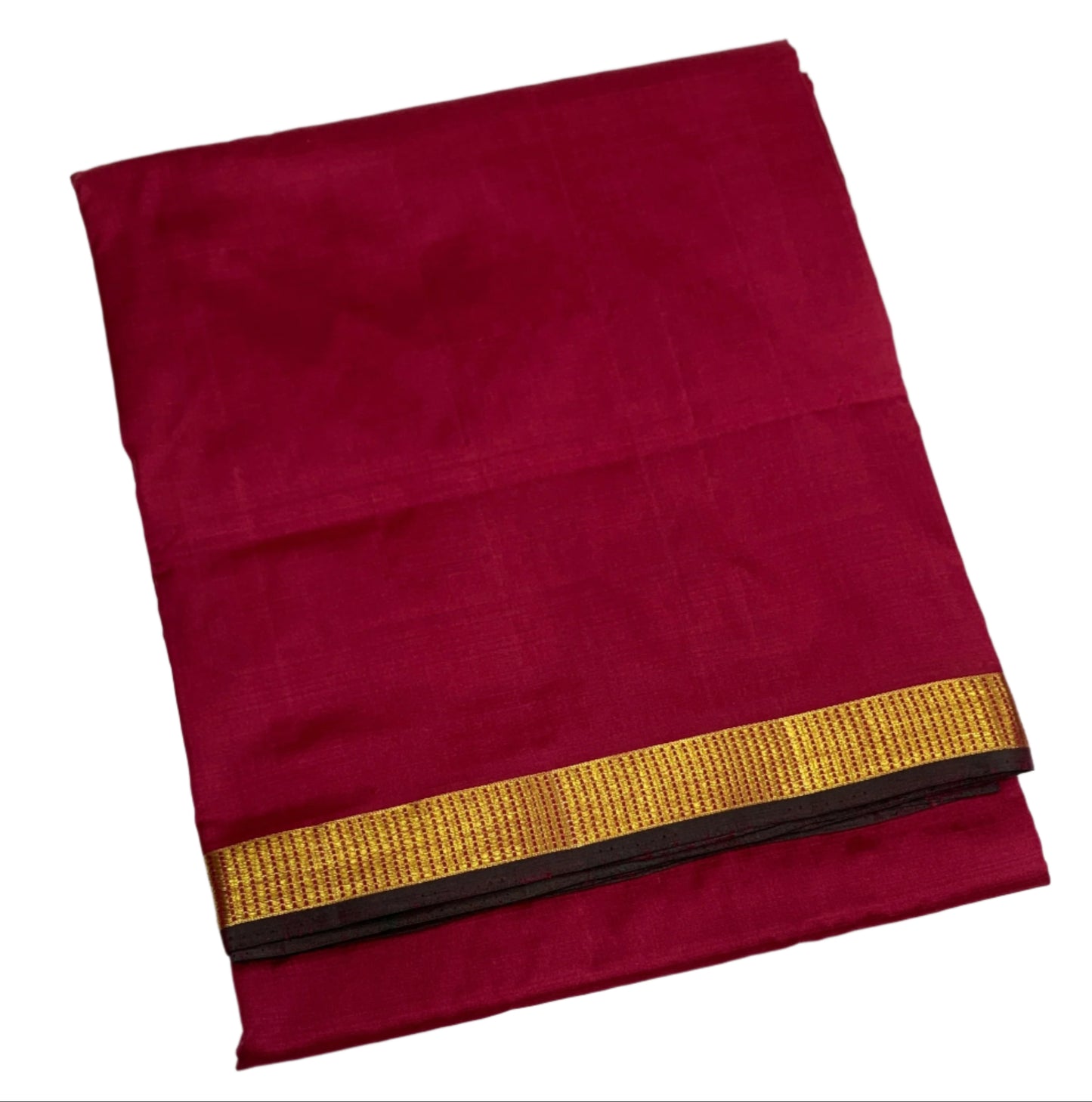 9 yards Pure Kanchipuram Silk Saree Maroon Colour with Golden Zari Border