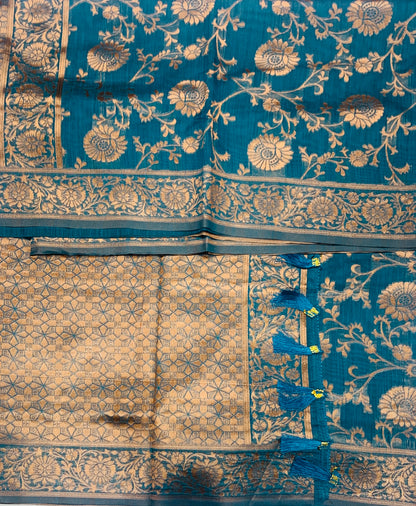 Banaras Katan Saree Rama Blue Colour