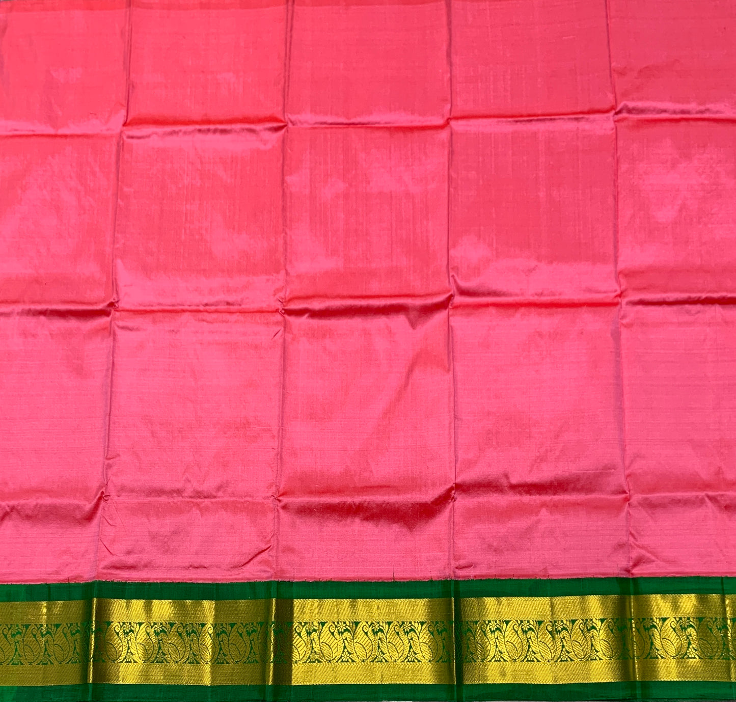 Pink Shade Pure Kanchipuram Kids Pattu Pavadai with Contrast Border for age 2 to 5