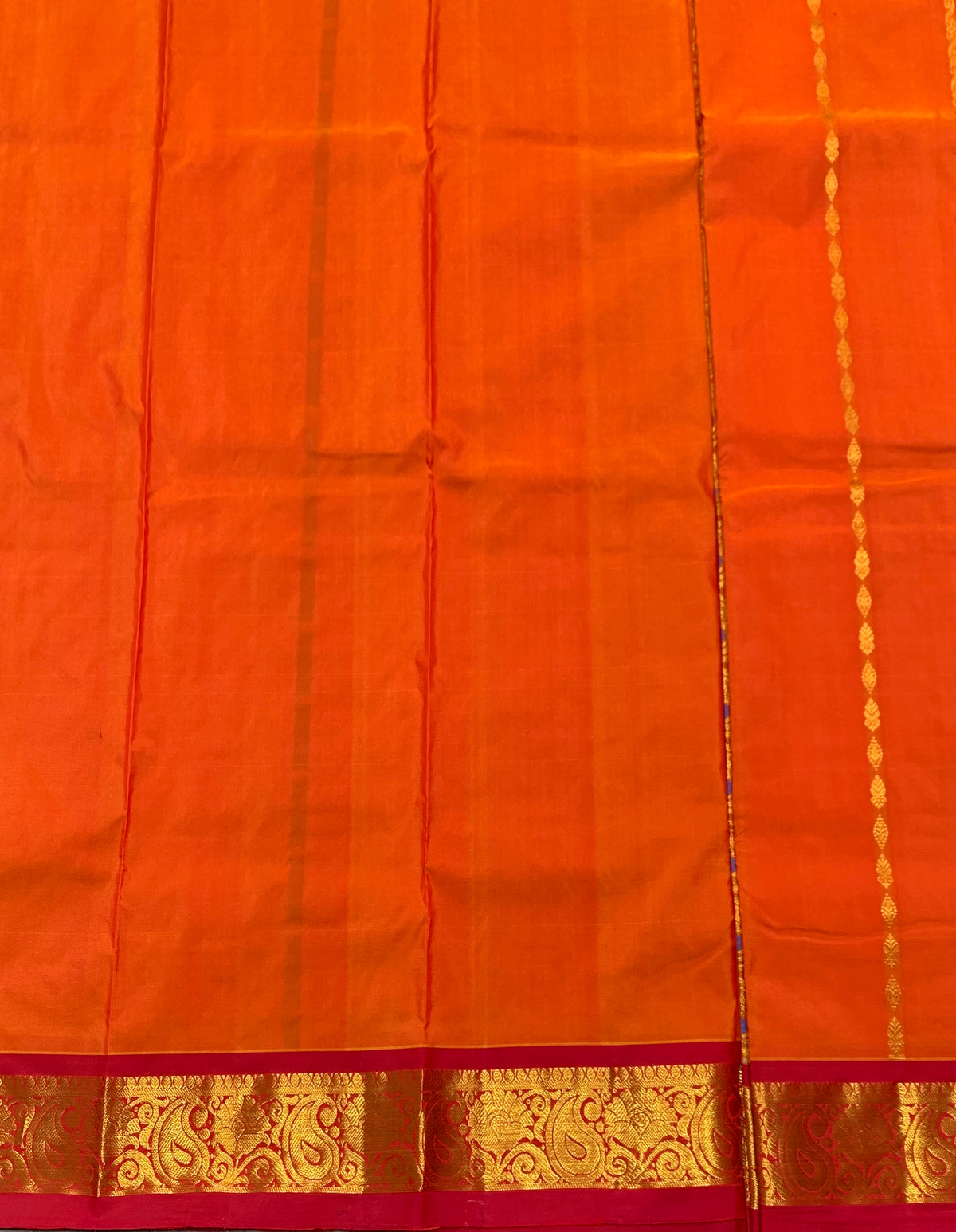 Orange Shade Semi silk Kids Pattu Pavadai with Contrast border for age 5 to 10
