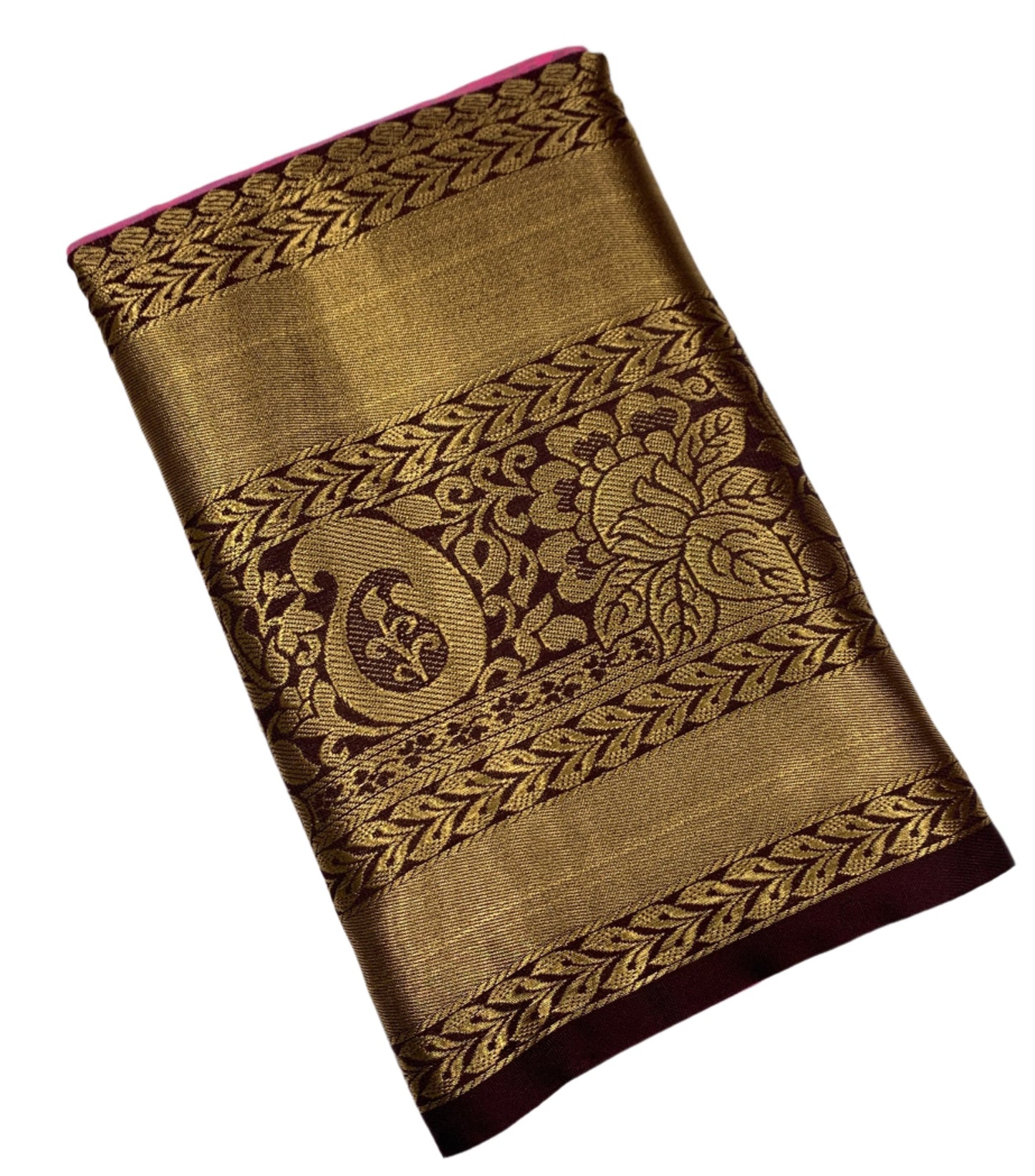 Baby Pink Colour Semi Silk Saree with Big Brown Border