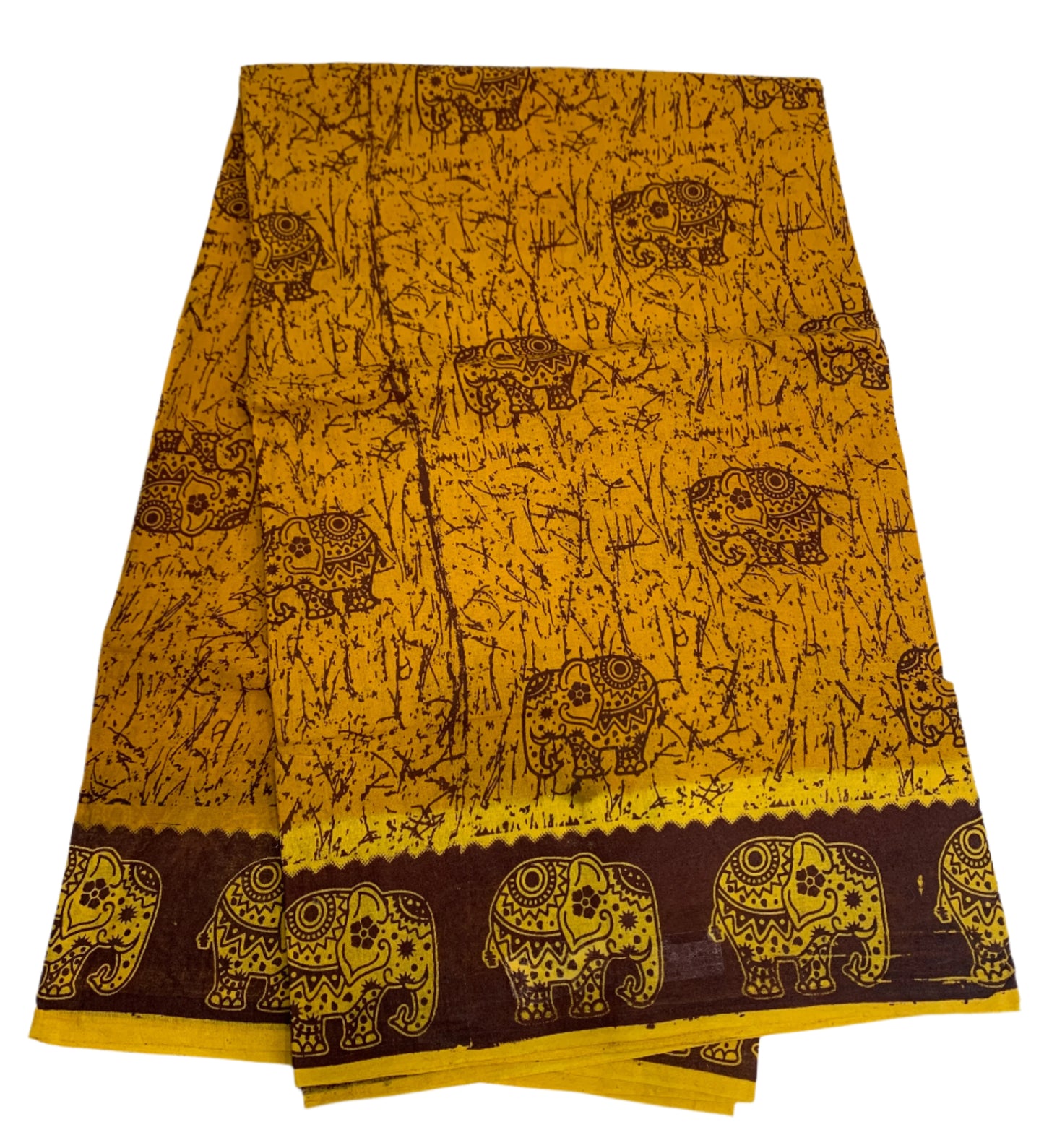 Chettinad Sungudi Cotton Mustard Colour with Brown Border