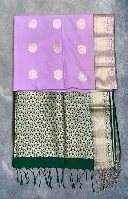 Art Silk Saree Lavender with Copper Zari Border