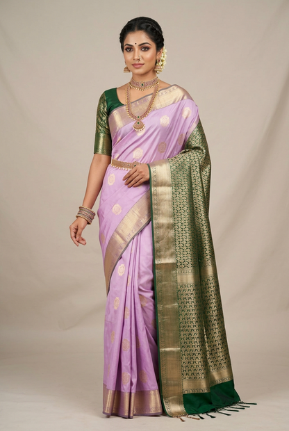Art Silk Saree Lavender with Copper Zari Border