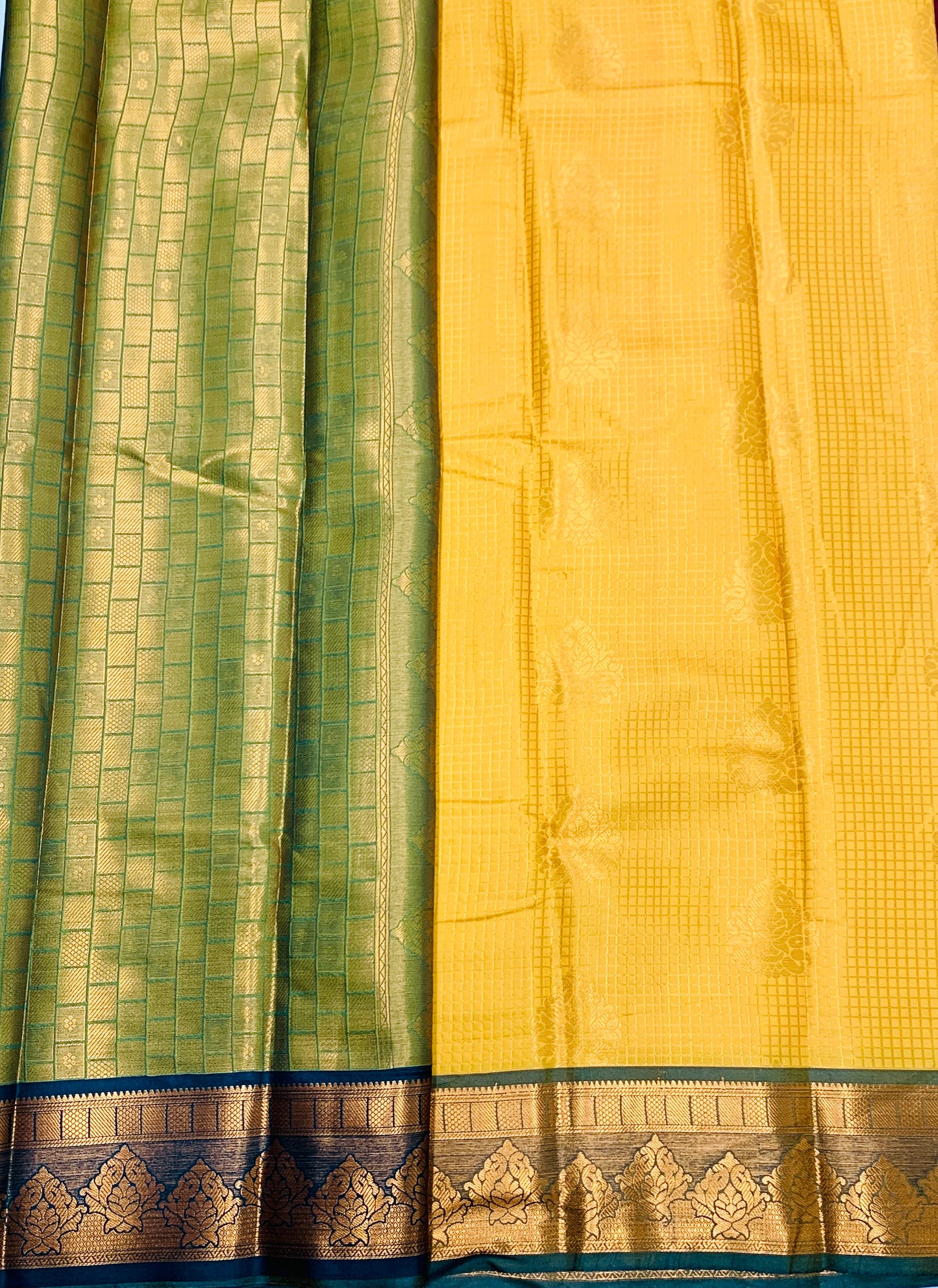 Art Silk Saree Mustard Colour with Green Border