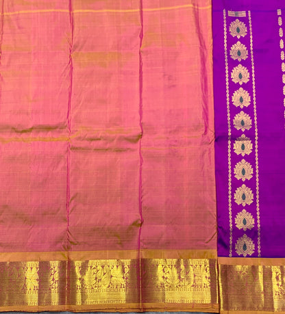 Purple Shade Semi Silk Kids Pattu Pavadai with Contrast border for Age 2 to 5 Years