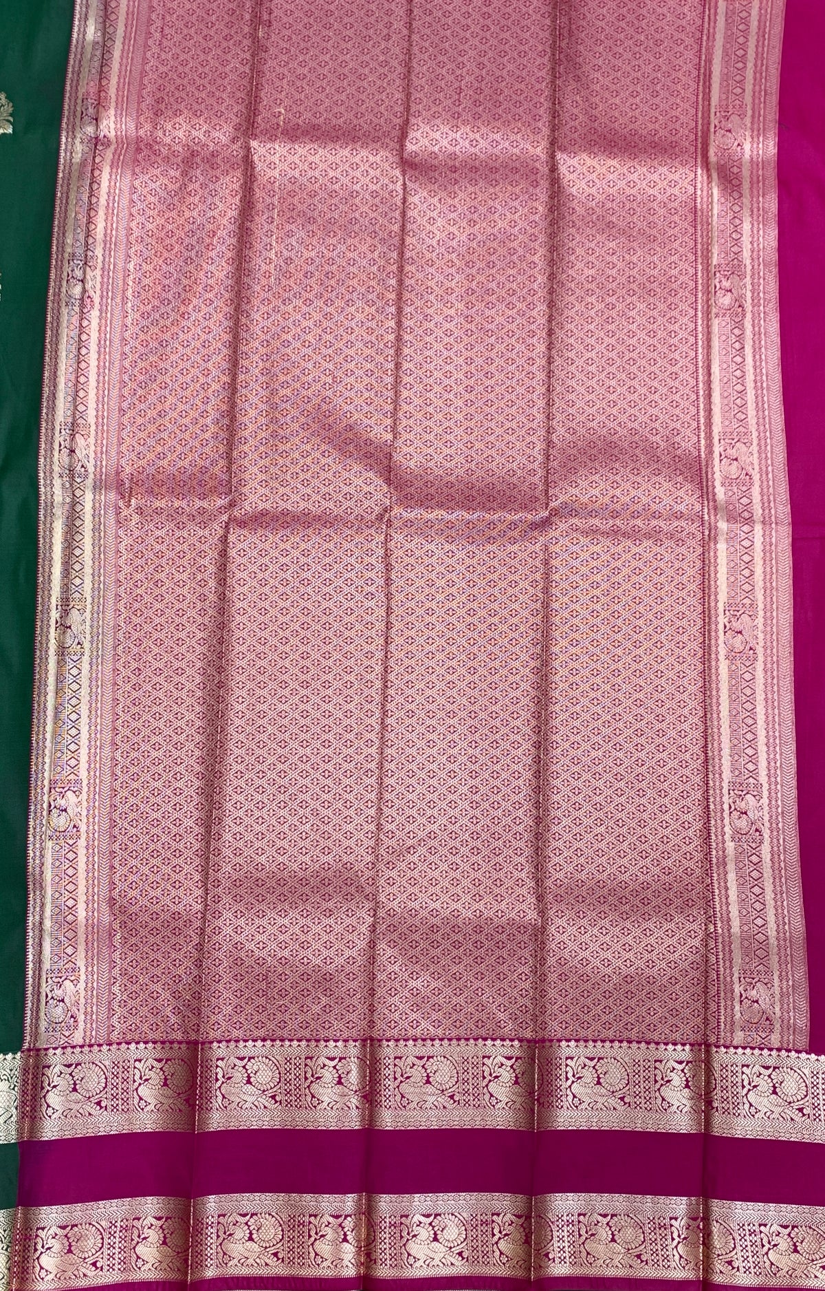 Soft Silk Casual Saree Green Colour with Rettai Pettu Border