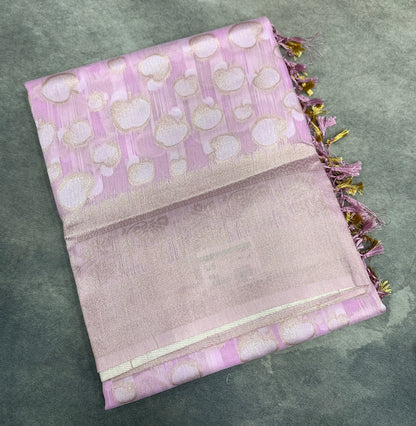 Banaras Katan Saree Lavender Colour with Katan Work Border