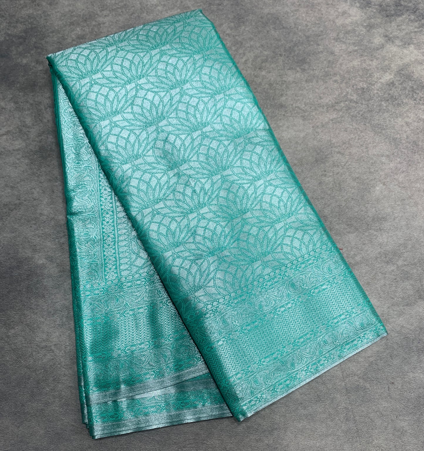 Fancy Tissue Saree Light Sapphire Colour with Self Design Border