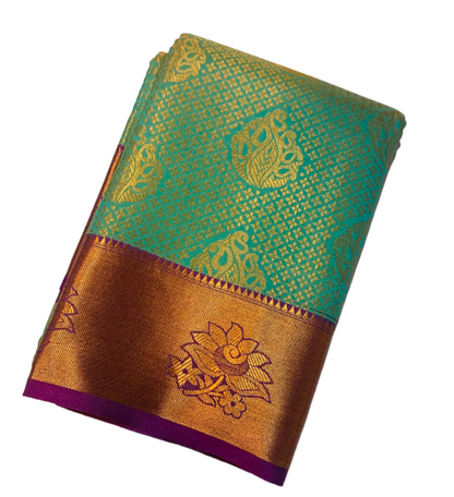 Vegan Silk Saree Pista Green Colour with Zari Border