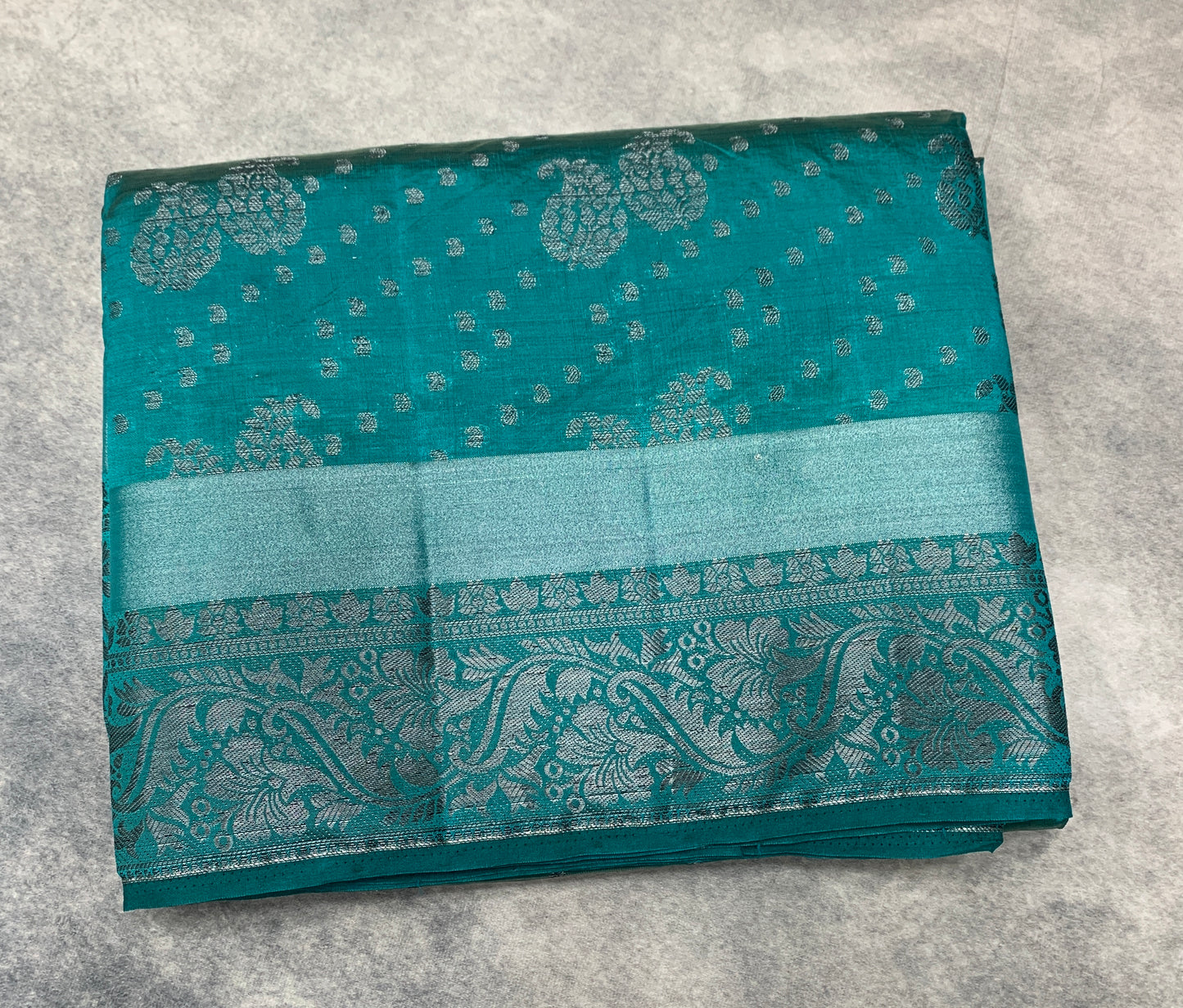 Tussar Saree Colour Rama Green Colour With Block Zari Work Border