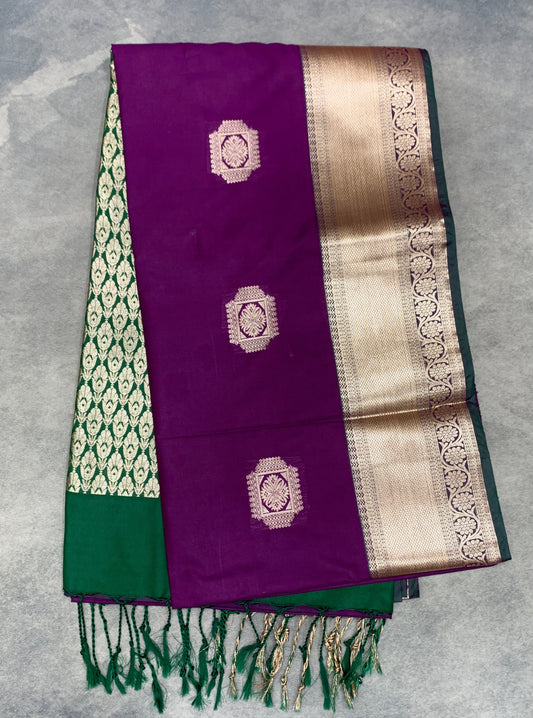 Art Silk Saree Magenta with Copper Zari Border