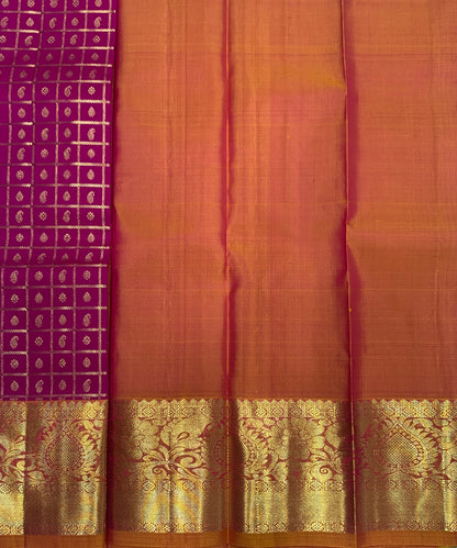 Pink shade Pure kanchipuram Kids Pattu Pavadai with contrast border for newborn to 2 Years