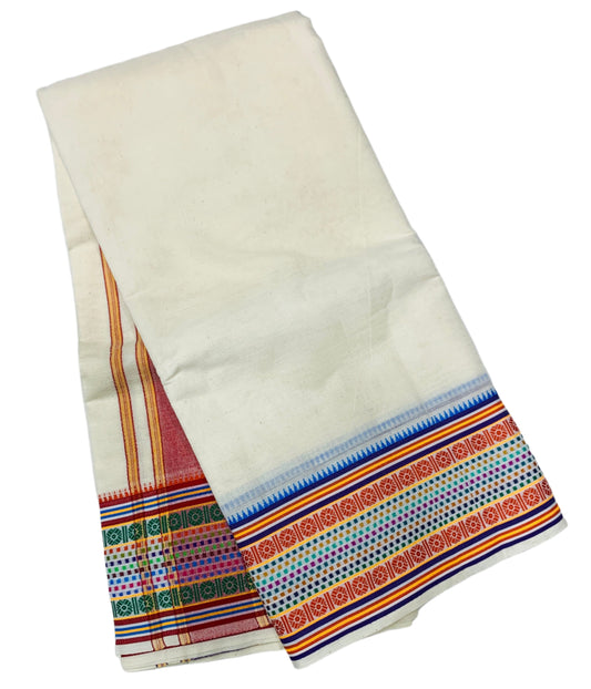 9X5 Cotton Dhoti White Colour with Large Border