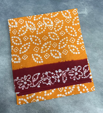 Chettinad Sungudi Cotton Mango Yellow Colour with Red Colour Border