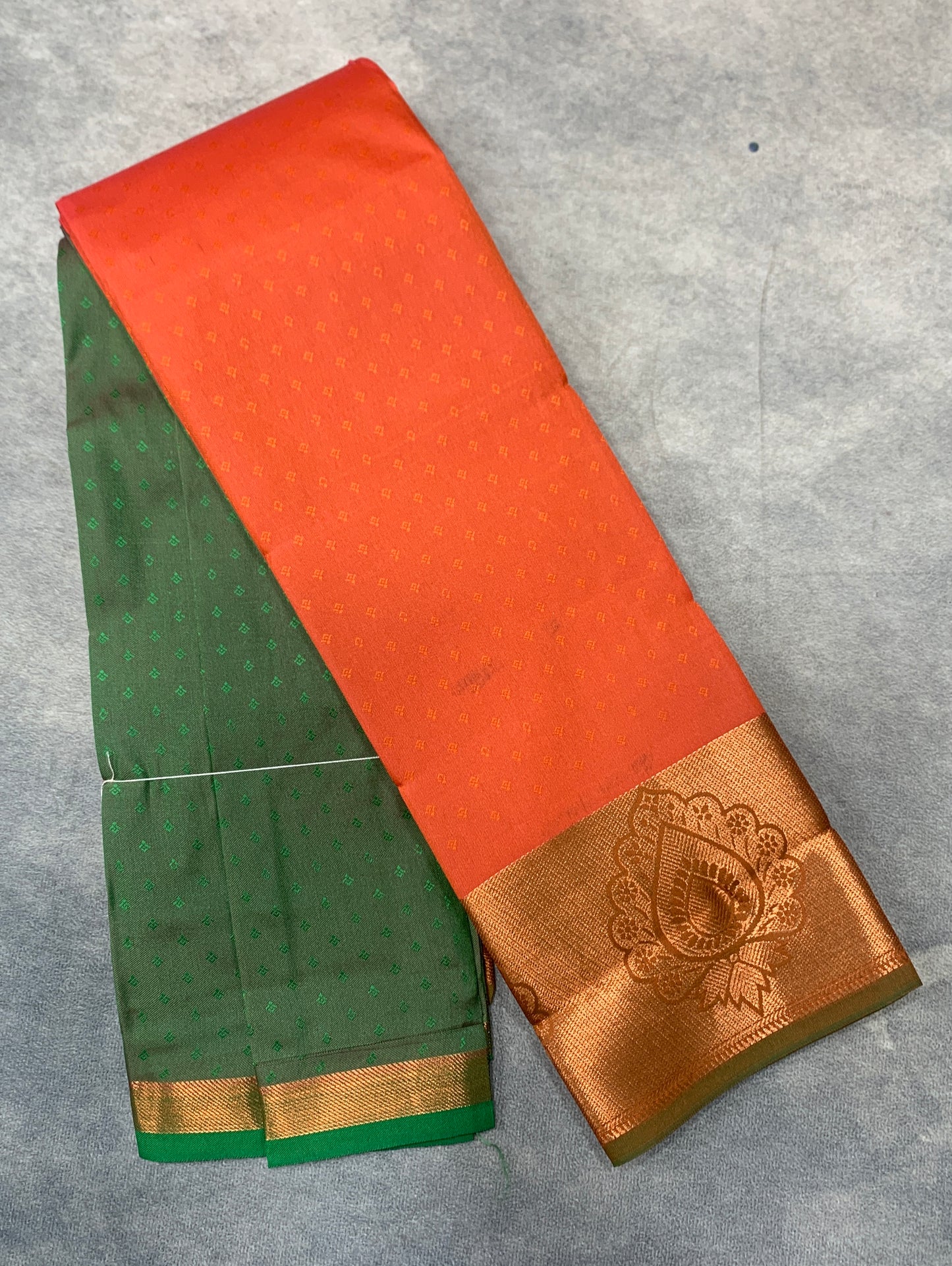 Synthetic Cotton Saree Orange Shade with Copper Border