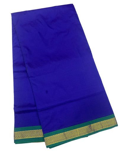 9 yards Vegan Silk Saree Blue Colour