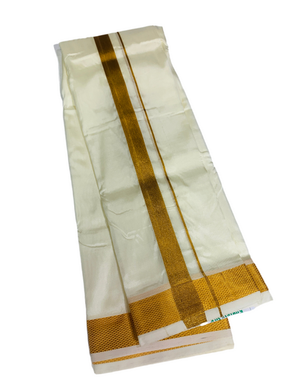 Art silk Dhoti 8 Mulam Cream Colour Small Border